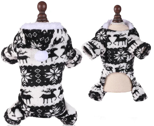 DΓ©guisement de NoΓ«l noir et blanc pour Chihuahua β Festif et confortable, parfait pour habiller votre petit chien ou chat