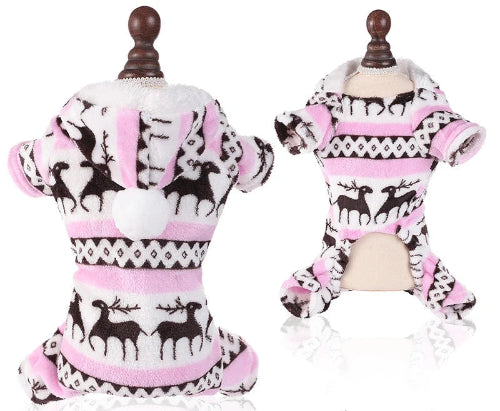 DΓ©guisement de NoΓ«l rose et blanc pour Chihuahua β Festif et confortable, parfait pour habiller votre petit chien ou chat