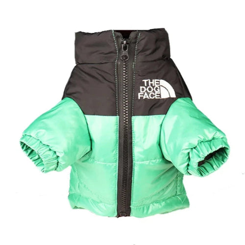 Manteau pour Chihuahua : Doudoune noire et verte the north face β Pratique et chaude, idΓ©ale pour votre petit chien ou chat