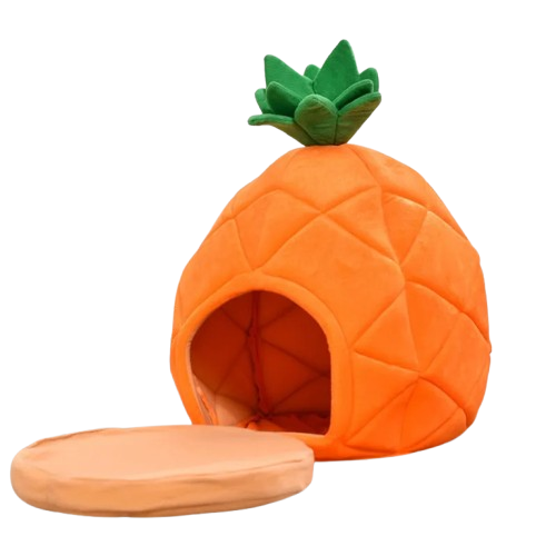 Niche pour Chihuahua en forme d'Ananas – Confort maximal avec intérieur moelleux, parfait pour les petits chiens ou chats - avec coussin