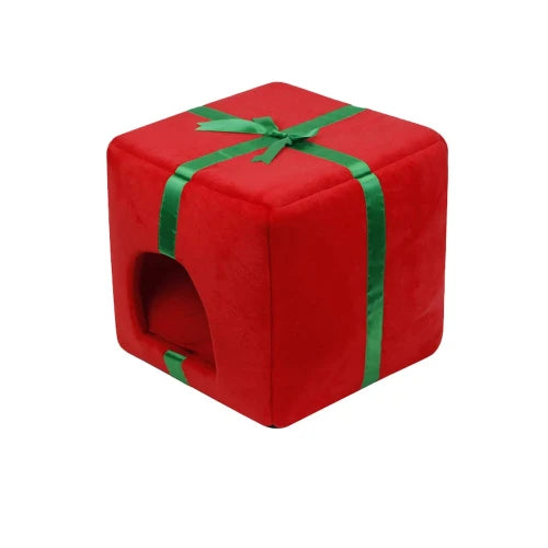 Niche pour Chihuahua en forme de cadeau de Noël rouge – Confort maximal parfait pour les petits chiens ou chats