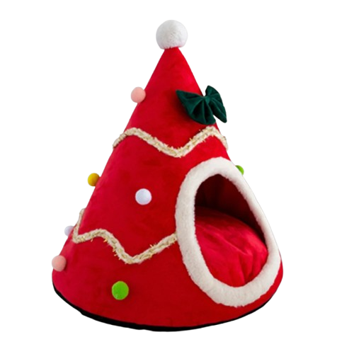 Niche pour Chihuahua en forme de sapin de noΓ«l rouge β Confort maximal parfait pour les petits chiens ou chats