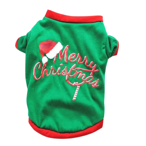 Pull pour Chihuahua vert inscriptions merry christmas β Confortable, vΓͺtement parfait pour garder votre petit chien ou chat au chaud