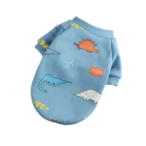 Pull pour Chihuahua bleu avec motifs dinosaures β Confortable, vΓͺtement parfait pour garder votre petit chien ou chat au chaud