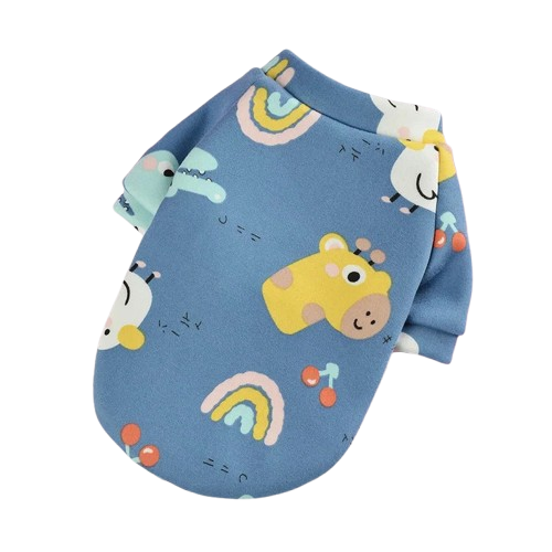 Pull pour Chihuahua bleu motifs girafe et arc en ciel β Confortable, vΓͺtement parfait pour garder votre petit chien ou chat au chaud