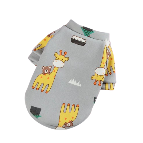 Pull pour Chihuahua gris avec motifs girafes β Confortable, vΓͺtement parfait pour garder votre petit chien ou chat au chaud