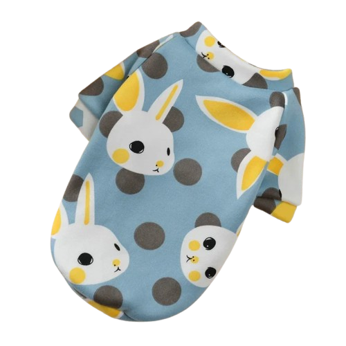 Pull pour Chihuahua bleu avec motifs lapins β Confortable, vΓͺtement parfait pour garder votre petit chien ou chat au chaud
