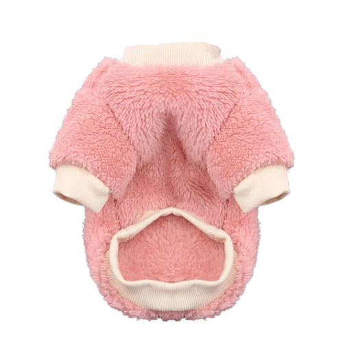 Pull pour Chihuahua polaire rose avec raisin brodĂ© â vĂȘtement parfait pour garder votre petit chien ou chat au chaud - vue de dos