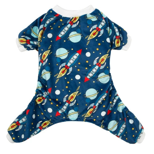 Pyjama bleu avec motif fusΓ©es pour Chihuahua β Confortable, idΓ©al pour garder votre petit chien ou chat au chaud pendant la nuit
