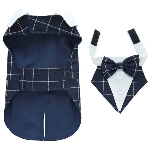 DΓ©guisement Chihuahua : costume smoking bleu Γ carreaux confortable et tendance, parfait pour les fΓͺtes, Γ©vΓ¨nements, anniversaires ou halloween β taille parfaite pour les petits chiens