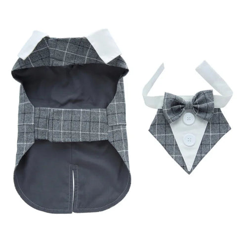 DΓ©guisement Chihuahua : costume smoking gris Γ carreaux confortable et tendance, parfait pour les fΓͺtes, Γ©vΓ¨nements, anniversaires ou halloween β taille parfaite pour les petits chiens