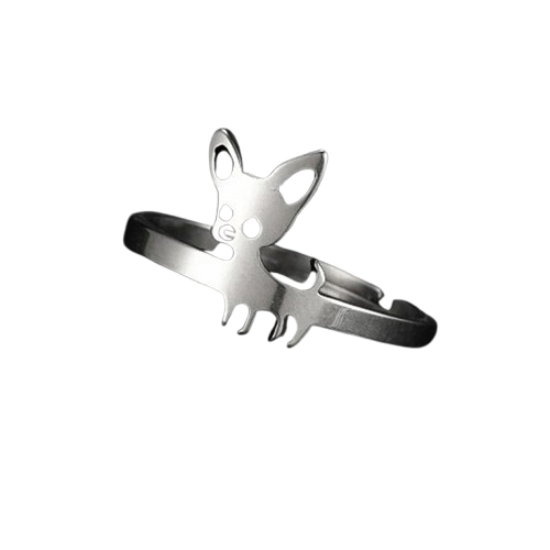 Chihuahua Jewelry: Adjustable Silver Ring