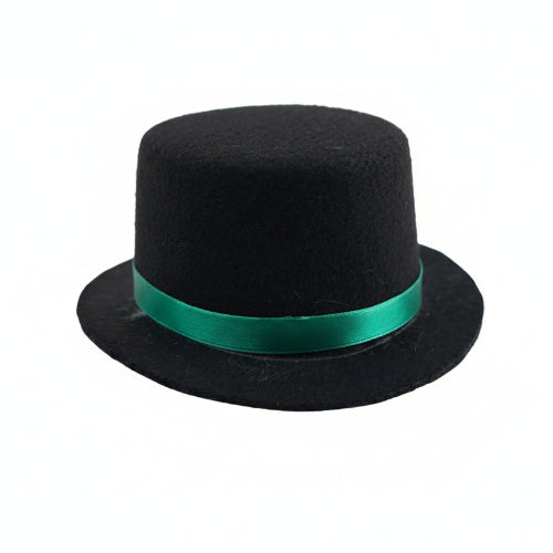 Chapeau haut de forme noir et vert pour petit chien, accessoire élégant et amusant vendu sur la boutique Mon Petit Chihuahua. Convient aussi aux chats.