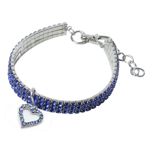 Chihuahua Collar: Diamond + Blue Heart