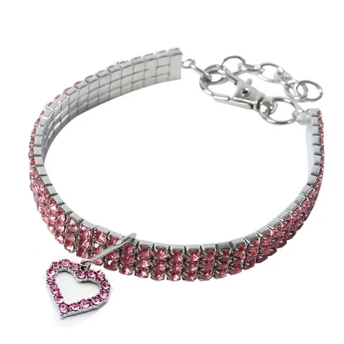 Chihuahua Collar: Diamond + Pink Heart