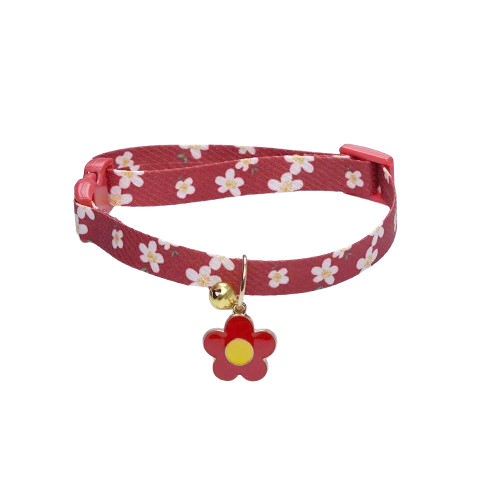 Collier Chihuahua : Fleurs Rouge avec pendentif