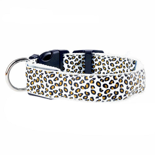 Chihuahua Collar: White LED Leopard Pattern