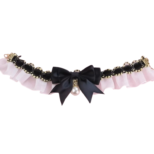 Collier Chihuahua : Noeud Papillon + Perle Noir