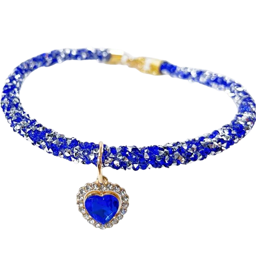 Chihuahua Collar: Rhinestones, Sequins + Heart