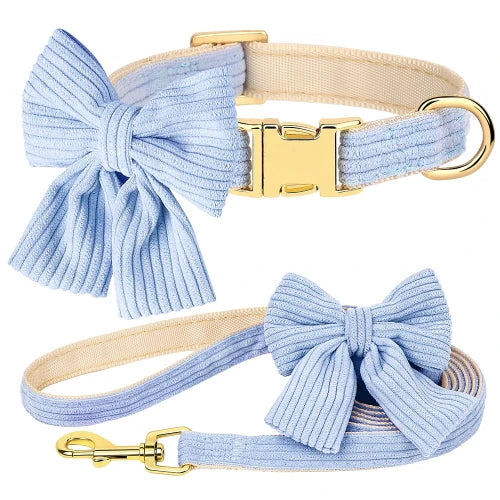 Chihuahua Collar: Velvet Bow Tie + Leash