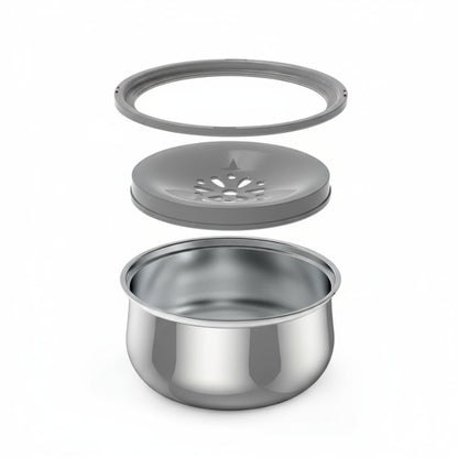 Gamelle anti éclaboussures, avec réservoir d’eau de 4,3 litres. Adaptée à tous les petits chiens et les chats. Vendue sur la boutique Mon Petit Chihuahua. 