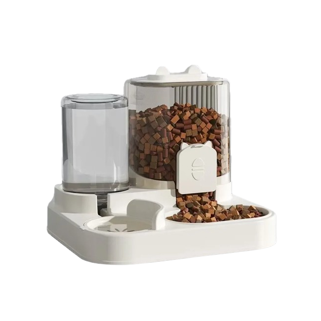 Gamelle adaptée aux petits chiens et aux chats. Vendue sur la boutique Mon Petit Chihuahua. Modèle automatique croquettes et eau, couleur blanche