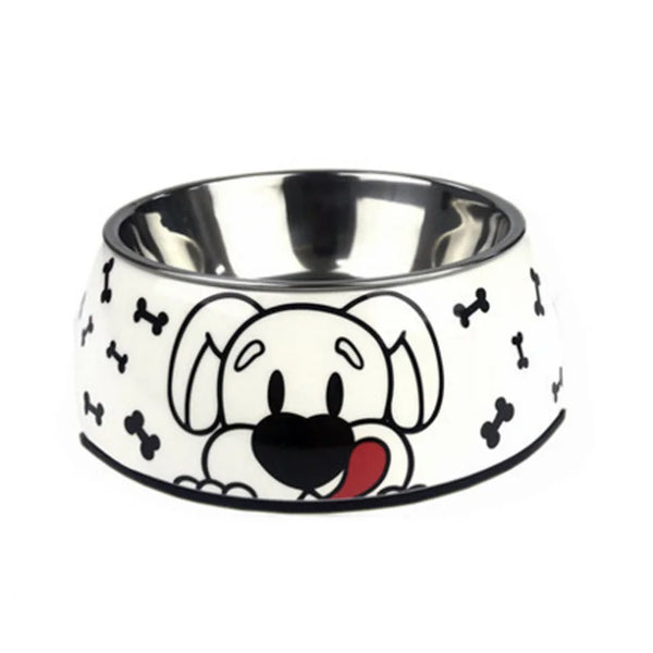 Hundenapf: Weißer Edelstahl mit Hundemuster