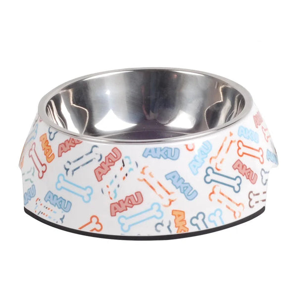 Gamelle Chien : Inox blanche motifs OS