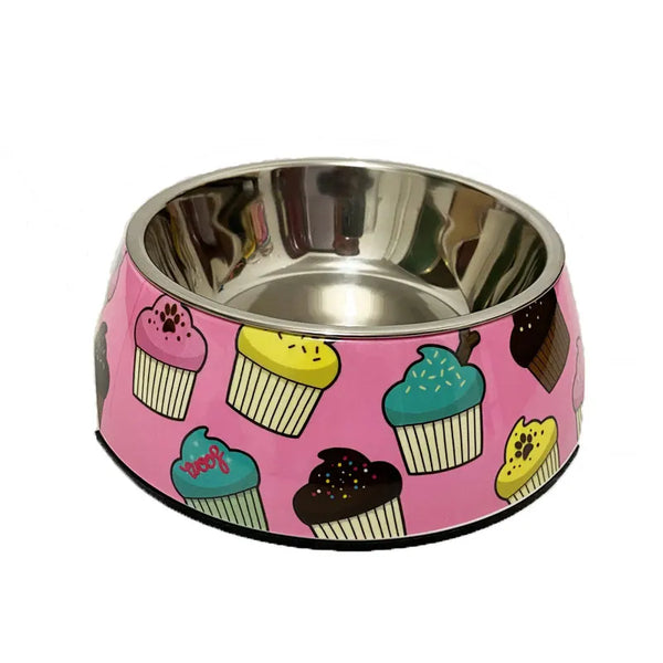Hundenapf: Rosa Edelstahl mit Muffin-Muster