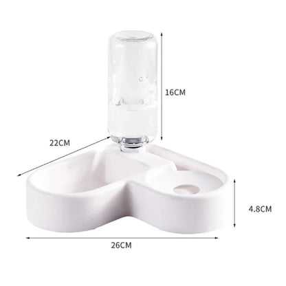 Gamelle double compartiment, avec réserve d’eau. Adaptée à tous les petits chiens et les chats. Vendue sur la boutique Mon Petit Chihuahua. Vue des dimensions