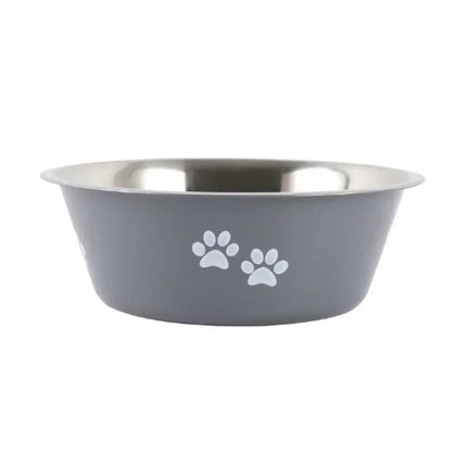 Gamelle grise en acier inoxydable. Anti dérapante pour croquettes et eau. Adaptée à tous les petits chiens et les chats. Vendue sur la boutique Mon Petit Chihuahua.