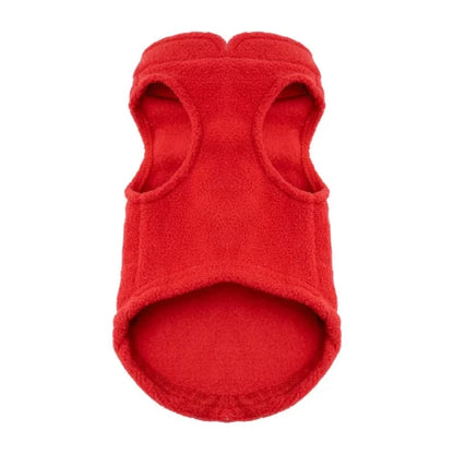 Gilet polaire rouge pour Chihuahua vu de dos – vêtement qui convient à d'autres petits chiens ou chats