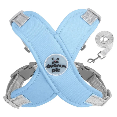 Chihuahua Harness: Blue and Gray + Leash