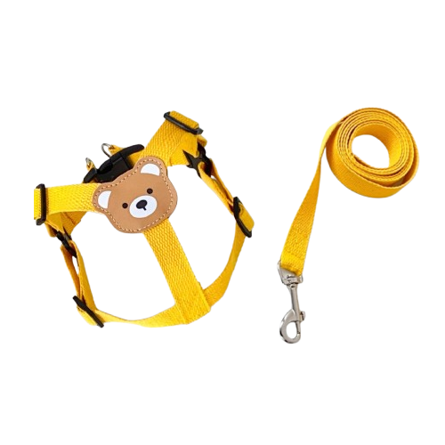 Harnais Chihuahua : Fin Jaune avec Nounours + Laisse