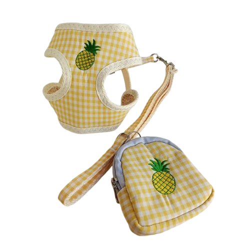 Chihuahua Harness: Yellow Plaid with Small Bag