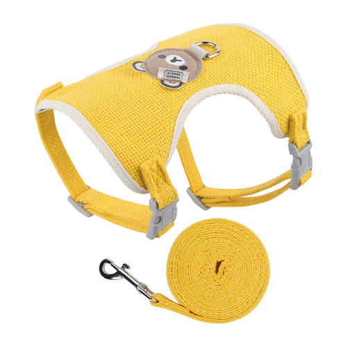 Harnais Chihuahua : Jaune avec Nounours + Laisse