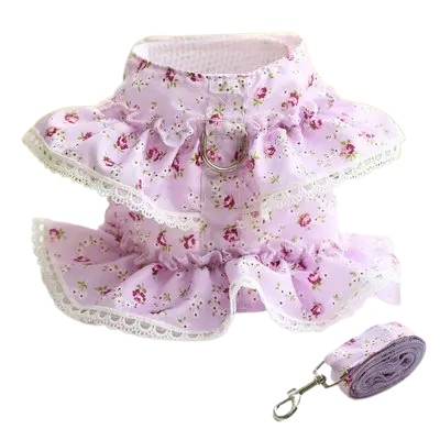 Chihuahua Harness: Purple Dress + Leash
