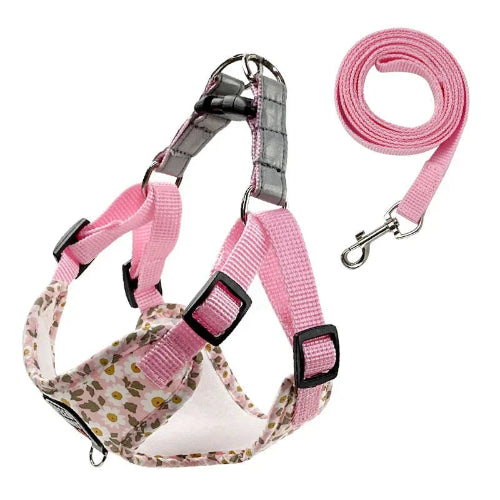 Chihuahua Harness: Pink with Daisy Pattern