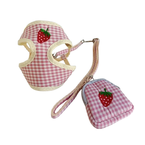 Chihuahua Harness: Red Plaid with Small Bag