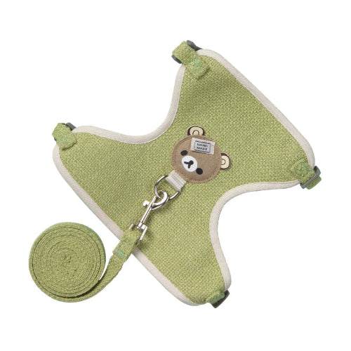 Harnais Chihuahua : Vert avec Nounours + Laisse