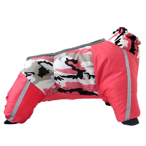 Chihuahua-Mantel: Rosa Camouflage-Winterskianzug