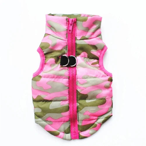Chihuahua Coat: Green Pink Camouflage Down Jacket