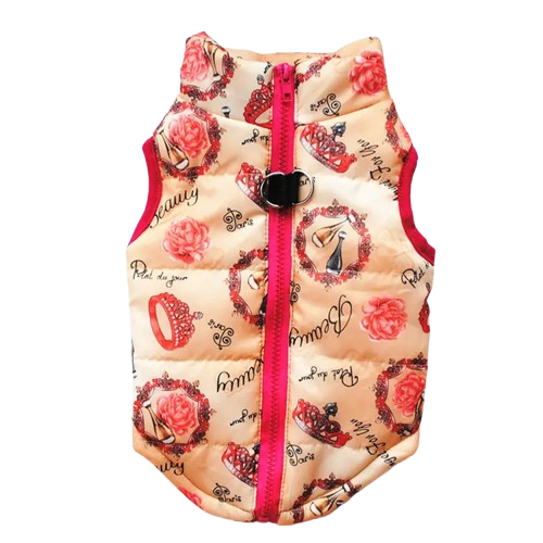 Chihuahua-Mantel: Daunenjacke mit Liebesmuster