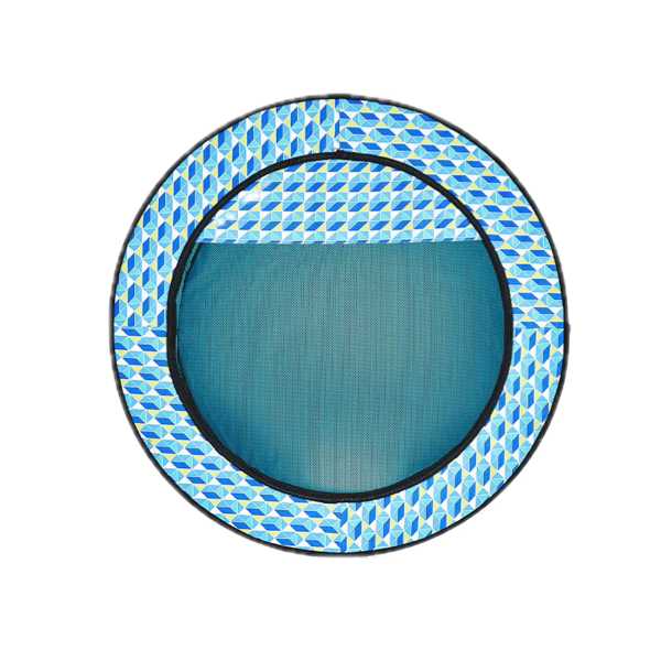 Niche pour Chihuahua : Parc pliable ronde bleu avec toit. Pratique pour rassurer votre petit chien ou chat lors de vos voyages avec une niche qu'il connait. Vue pliée