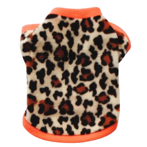 Chihuahua-Pullover: Orangefarbener Leopardenkragen