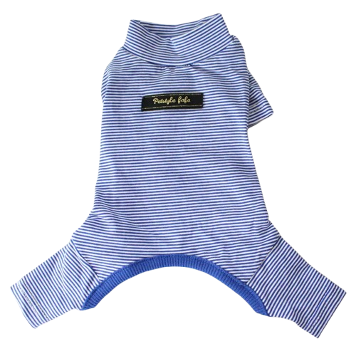 Chihuahua-Pyjama: Blau mit feinen Streifen