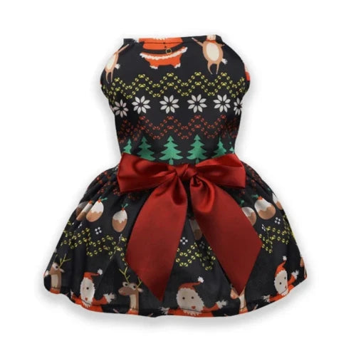 Chihuahua-Kleid: Schwarz-Rot Weihnachten