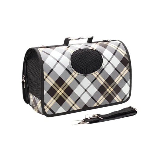 Sac bandoulière noir et blanc à carreaux pour transporter votre Chihuahua - confortable pour emmener votre petit chien ou chat