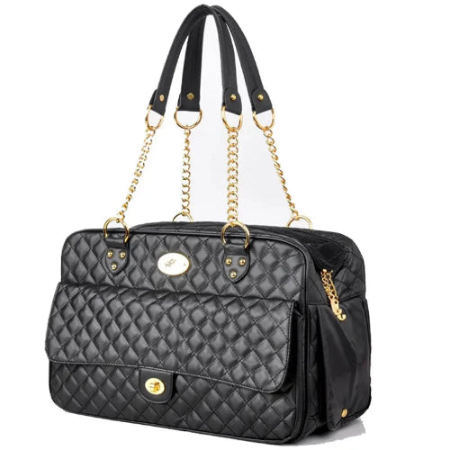 Chihuahua-Tragetasche: Schwarze Ledertasche