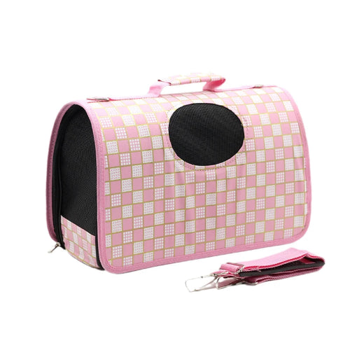 Chihuahua-Transport: Rosa karierte Tasche